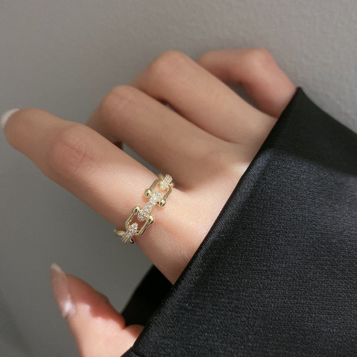 Valantomode | Gold Plated Interwoven Diamond Ring for Women