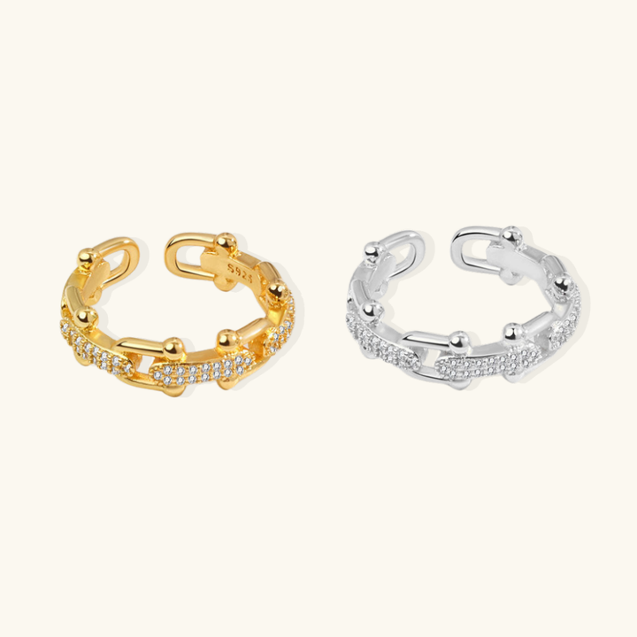 Valantomode | Gold Plated Interwoven Diamond Ring for Women