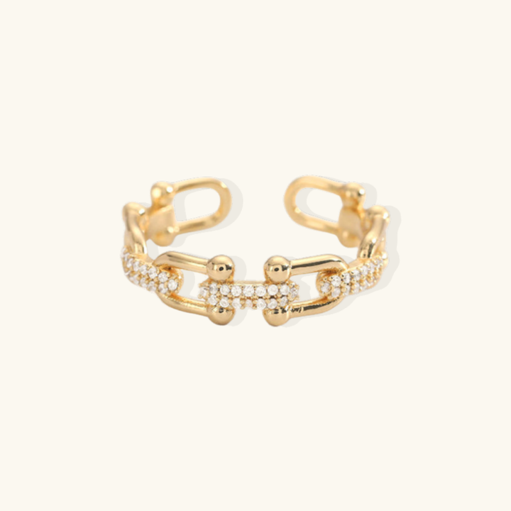 Valantomode | Gold Plated Interwoven Diamond Ring for Women