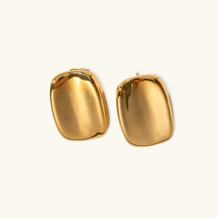 Valantomode | Plated Rounded Rectangular Hoop Earrings for Women