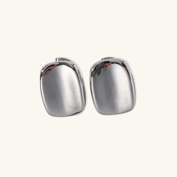Valantomode | Plated Rounded Rectangular Hoop Earrings for Women
