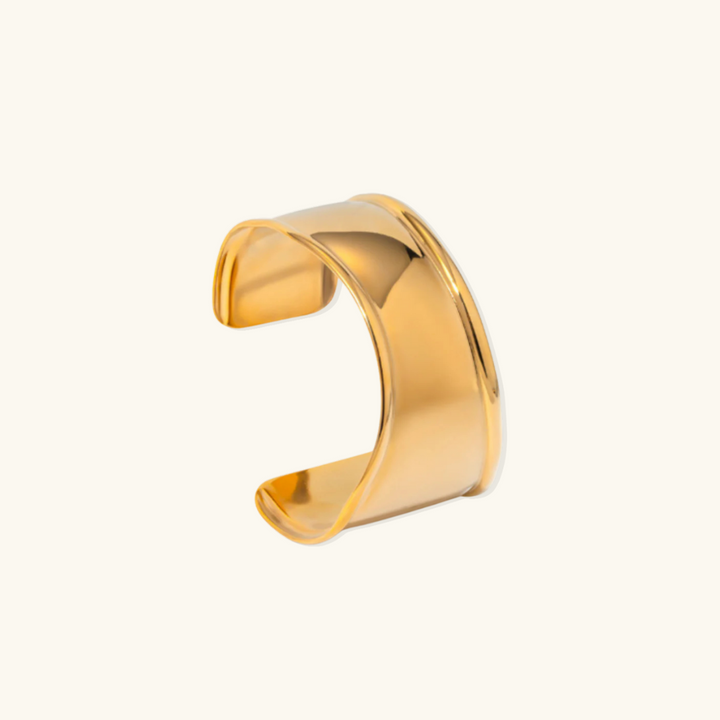 Valantomode | Heavyweight Gold Plated Wide Sculptural Bangle for Women