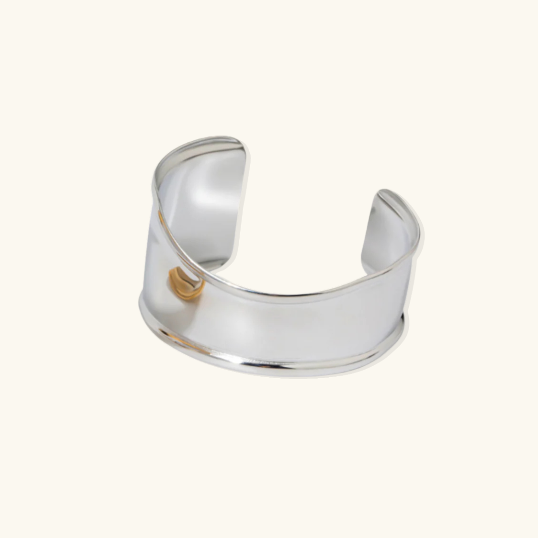 Valantomode | Heavyweight Gold Plated Wide Sculptural Bangle for Women