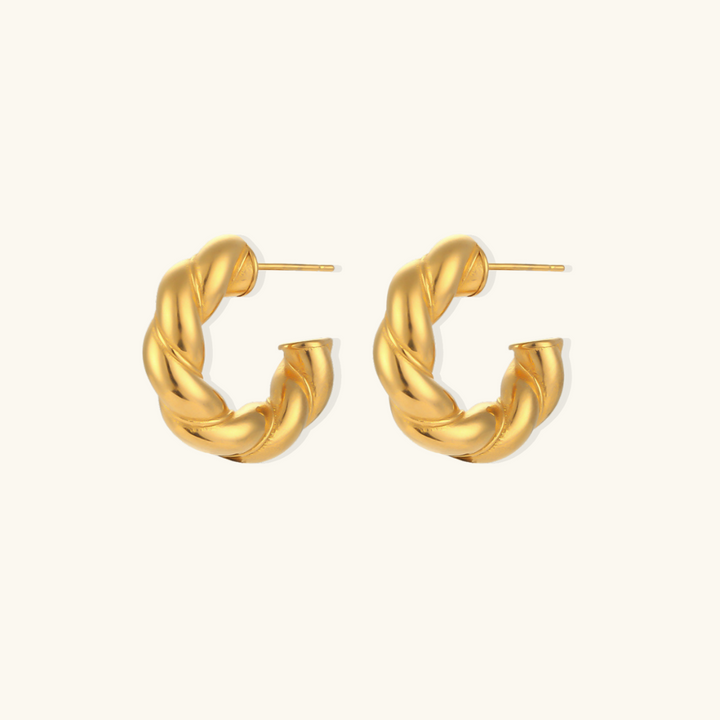 Valantomode | Heavyweight Plated Twisted Rope Hoop Earrings for Women