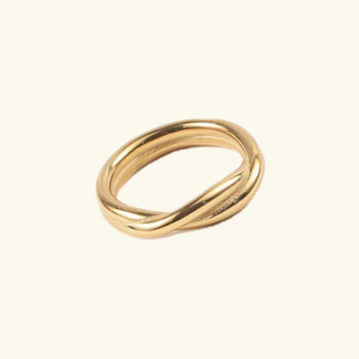 Valantomode | Plated Amaya Double Layer Ring with Parallel Linear Architecture