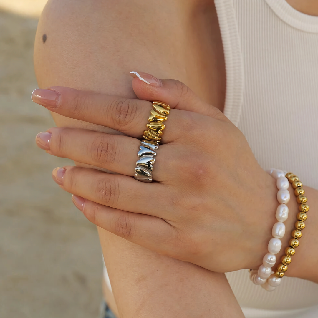 Valantomode | Plated Intertwined Sculptural Open-Ended Ring for Women
