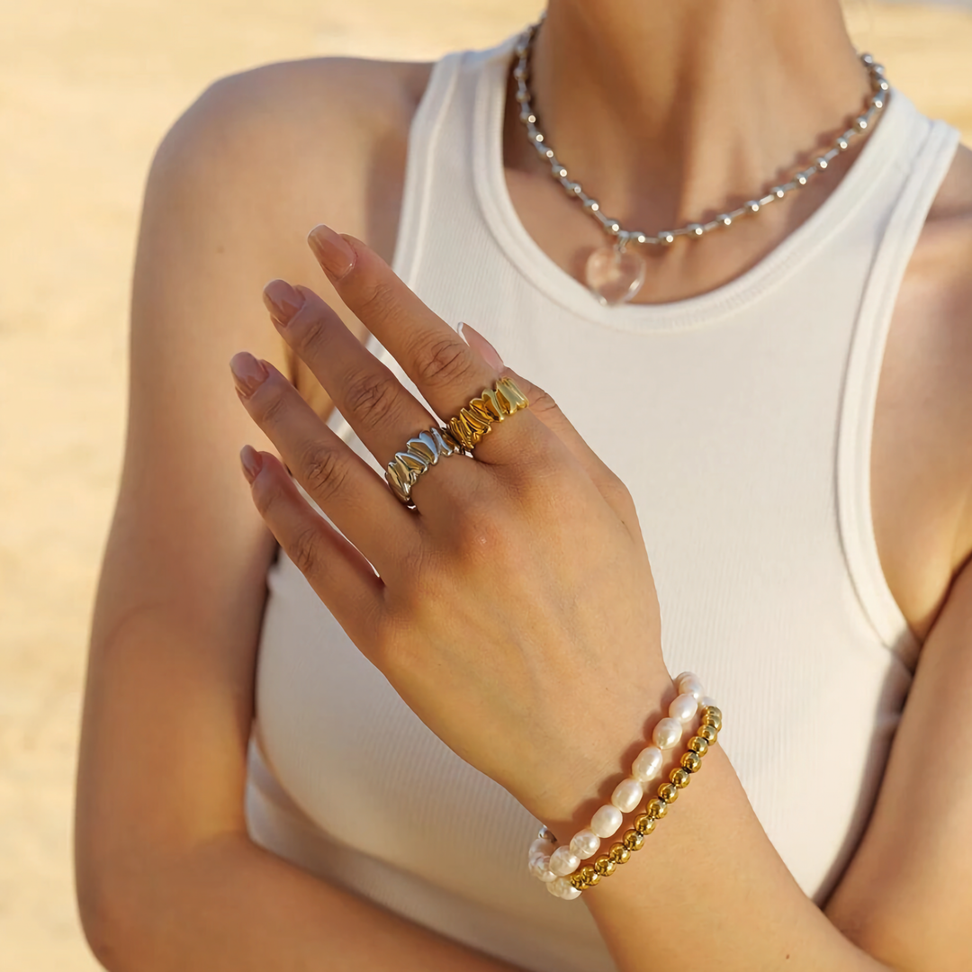Valantomode | Plated Intertwined Sculptural Open-Ended Ring for Women