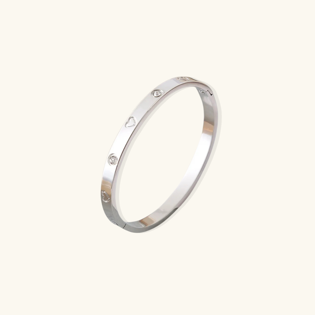 Valantomode | Gold Plated Etched Heart Bangle for Women