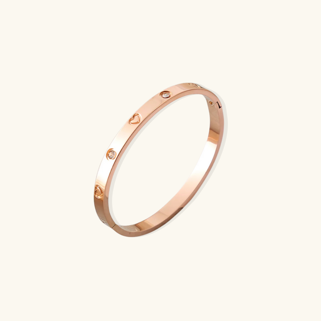 Valantomode | Gold Plated Etched Heart Bangle for Women