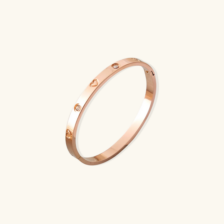 Valantomode | Gold Plated Etched Heart Bangle for Women