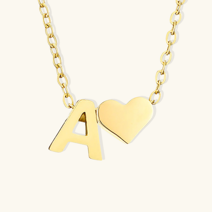 Valantomode | Plated Initial and Heart Charm Necklace for Women