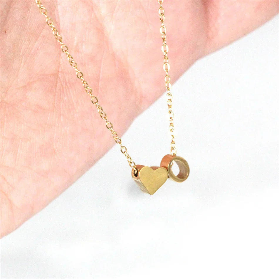 Valantomode | Plated Initial and Heart Charm Necklace for Women