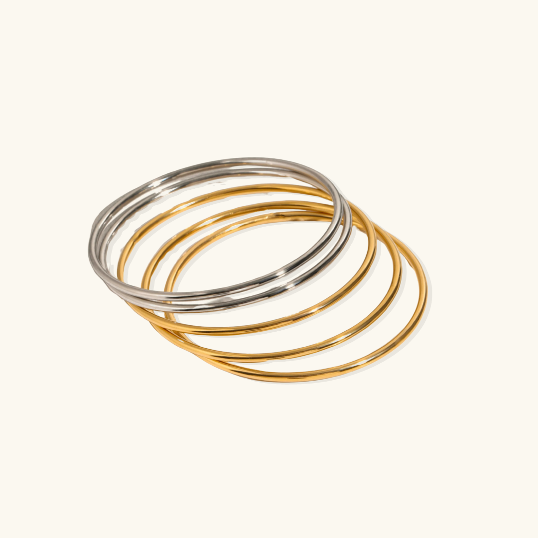 Valantomode | Gold Plated Intertwined Bangle Set for Women