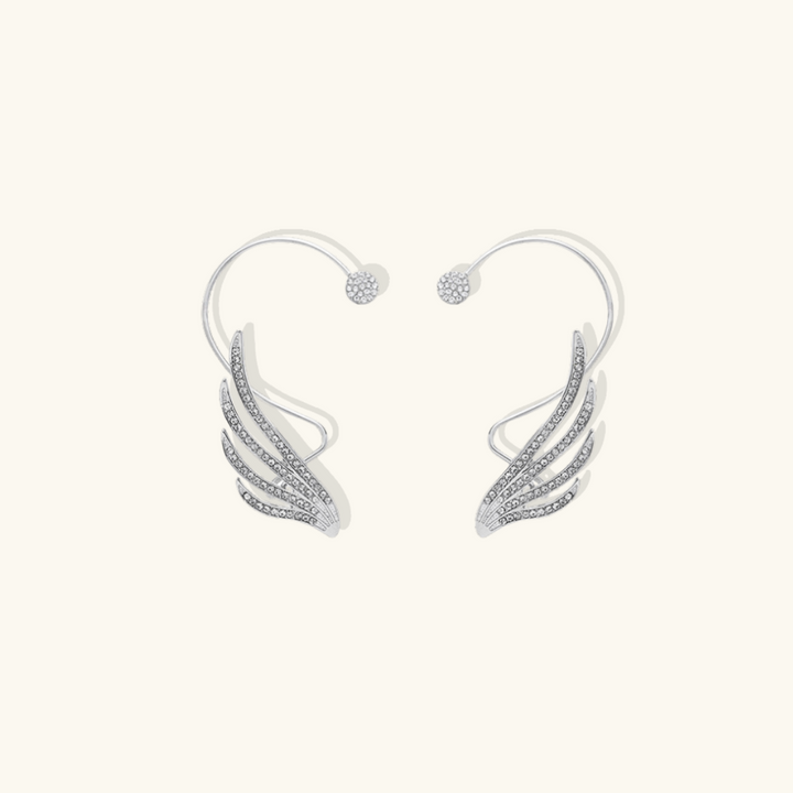 Valantomode | Heavyweight Silver Plated Wing Motif Earrings for Women
