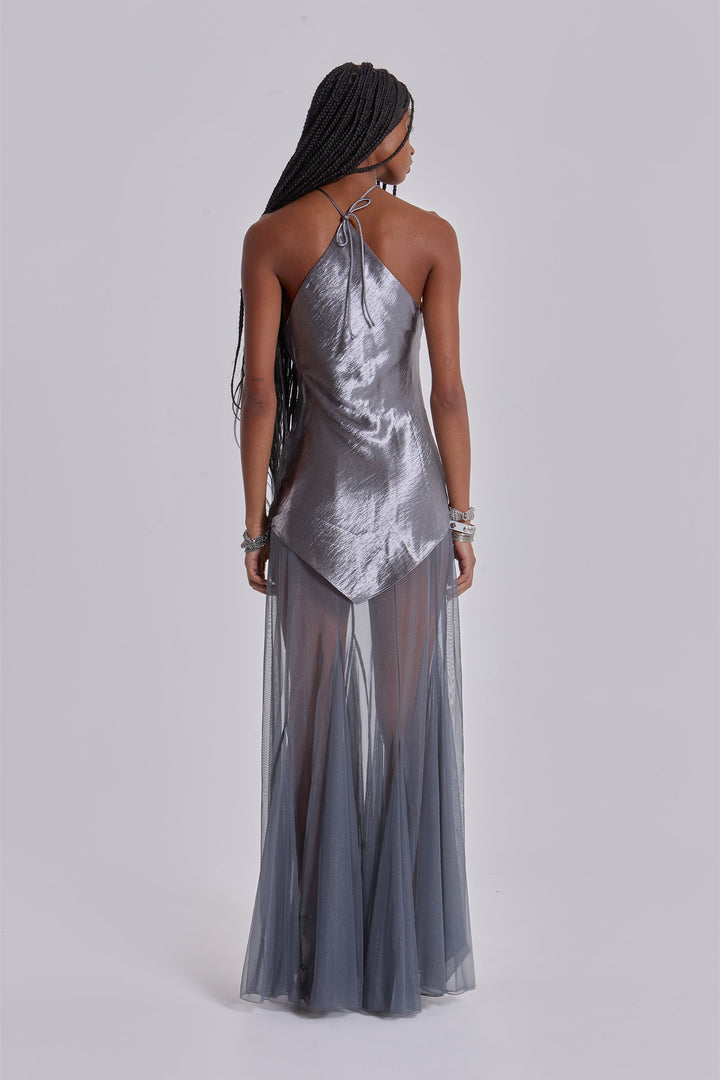 Valantomode | Stylish Maxi Dress Featuring Genuine Feathers for Women