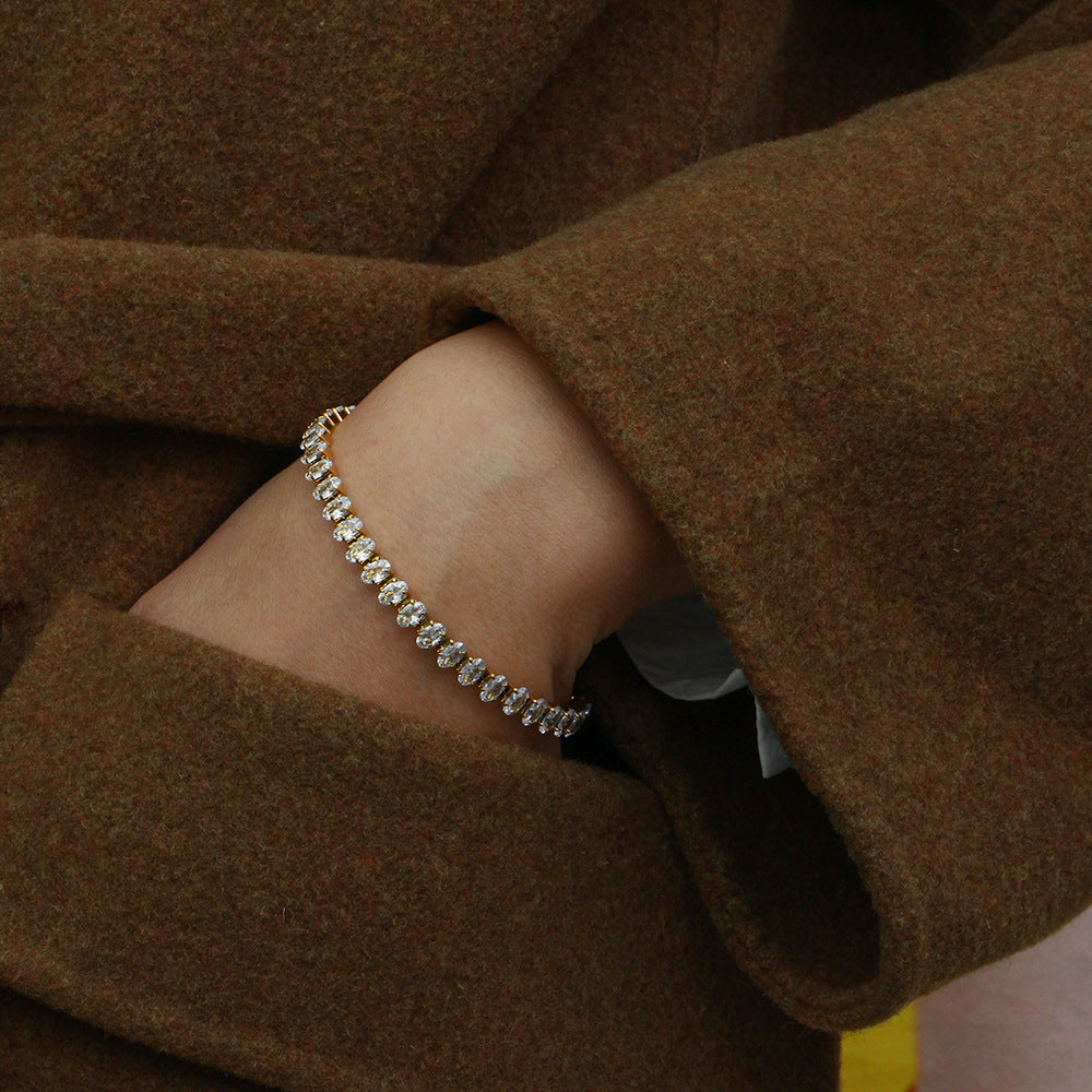Valantomode | Plated Audrey Tennis Bracelet with Serial Refractive Assets and Linear Architecture
