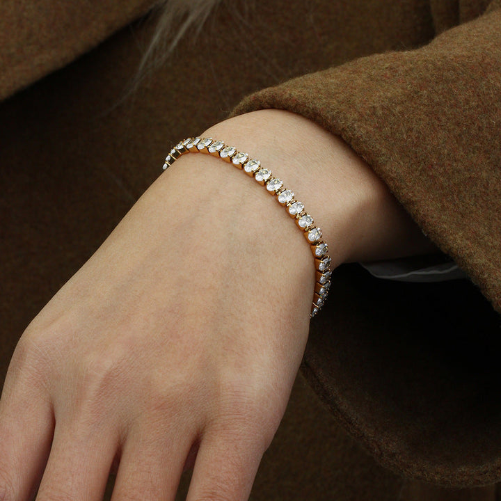 Valantomode | Plated Audrey Tennis Bracelet with Serial Refractive Assets and Linear Architecture
