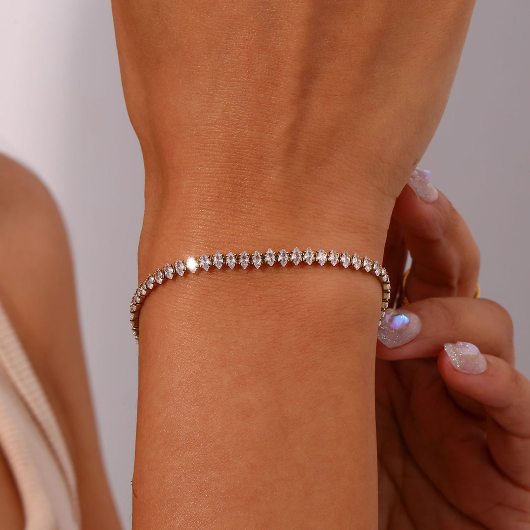 Valantomode | Plated Audrey Tennis Bracelet with Serial Refractive Assets and Linear Architecture