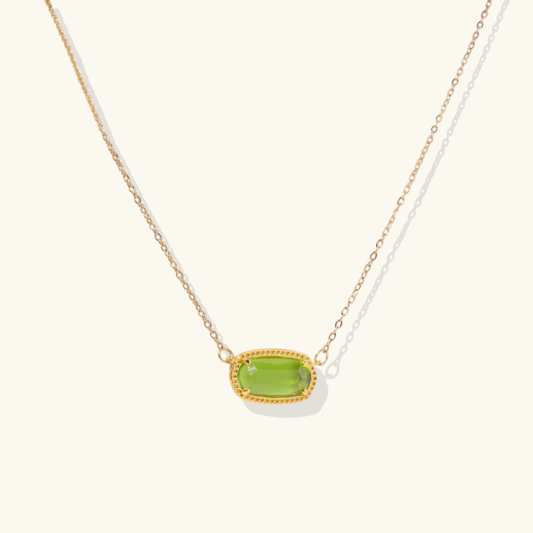 Valantomode | Plated Aura Birthstone Necklace with Prismatic Structural Geometry