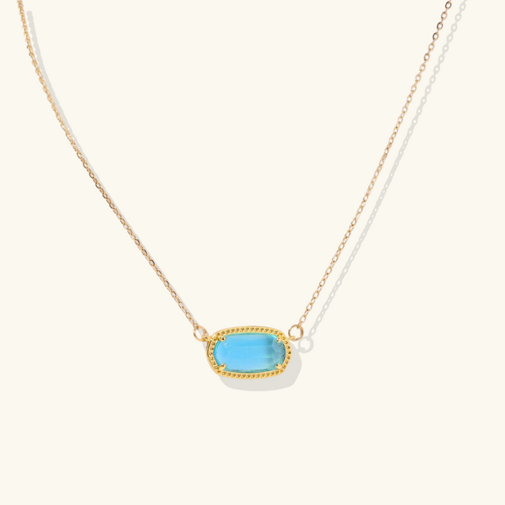 Valantomode | Plated Aura Birthstone Necklace with Prismatic Structural Geometry