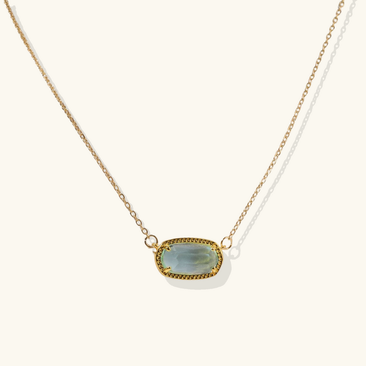 Valantomode | Plated Aura Birthstone Necklace with Prismatic Structural Geometry