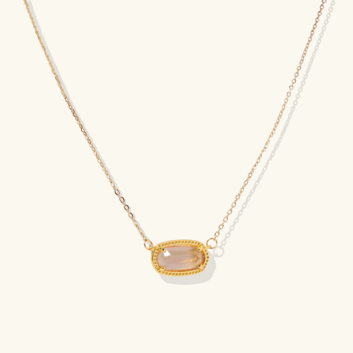 Valantomode | Plated Aura Birthstone Necklace with Prismatic Structural Geometry