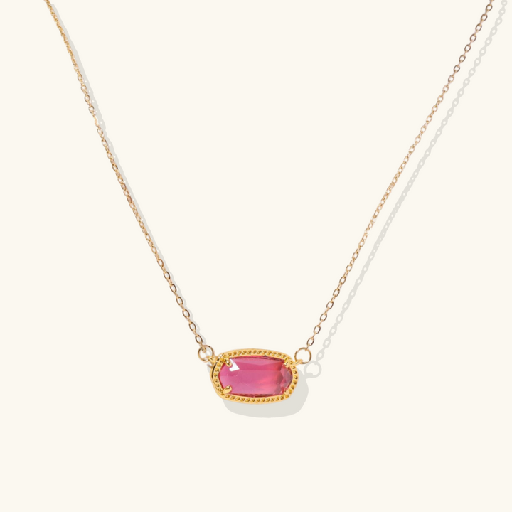 Valantomode | Plated Aura Birthstone Necklace with Prismatic Structural Geometry