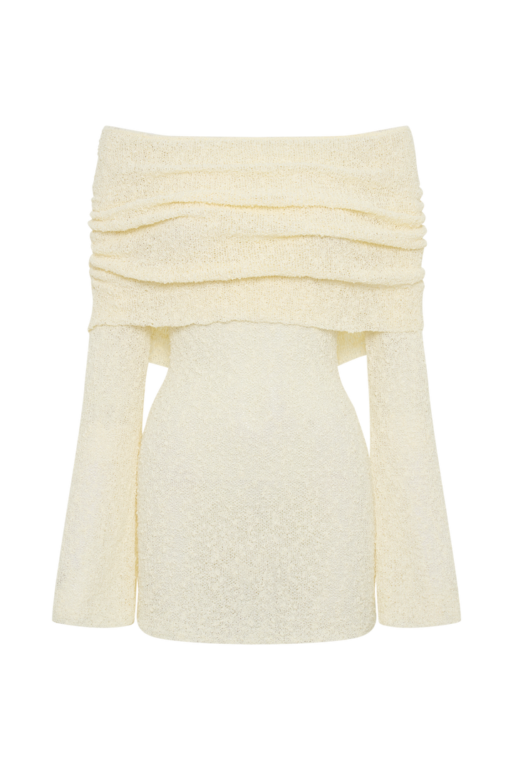 Valantomode | Chic Off-Shoulder Knitted Dress for Effortless Style