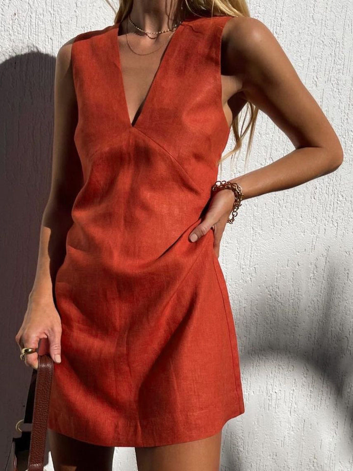Valantomode | Elegant Deep V-Neck Keara Dress for Stunning Style