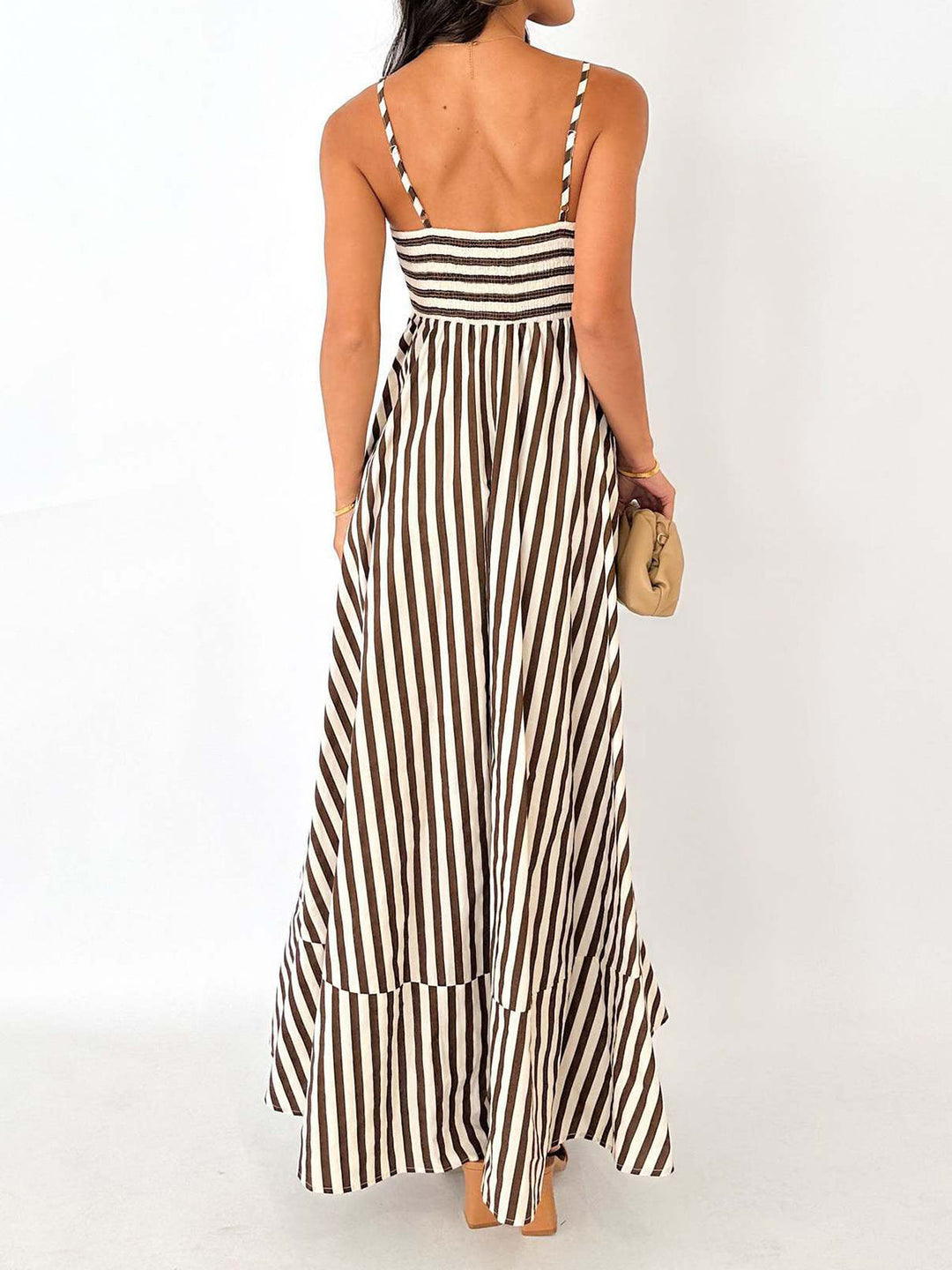 Valantomode | Chic Vertical Striped Maxi Dress for Effortless Style