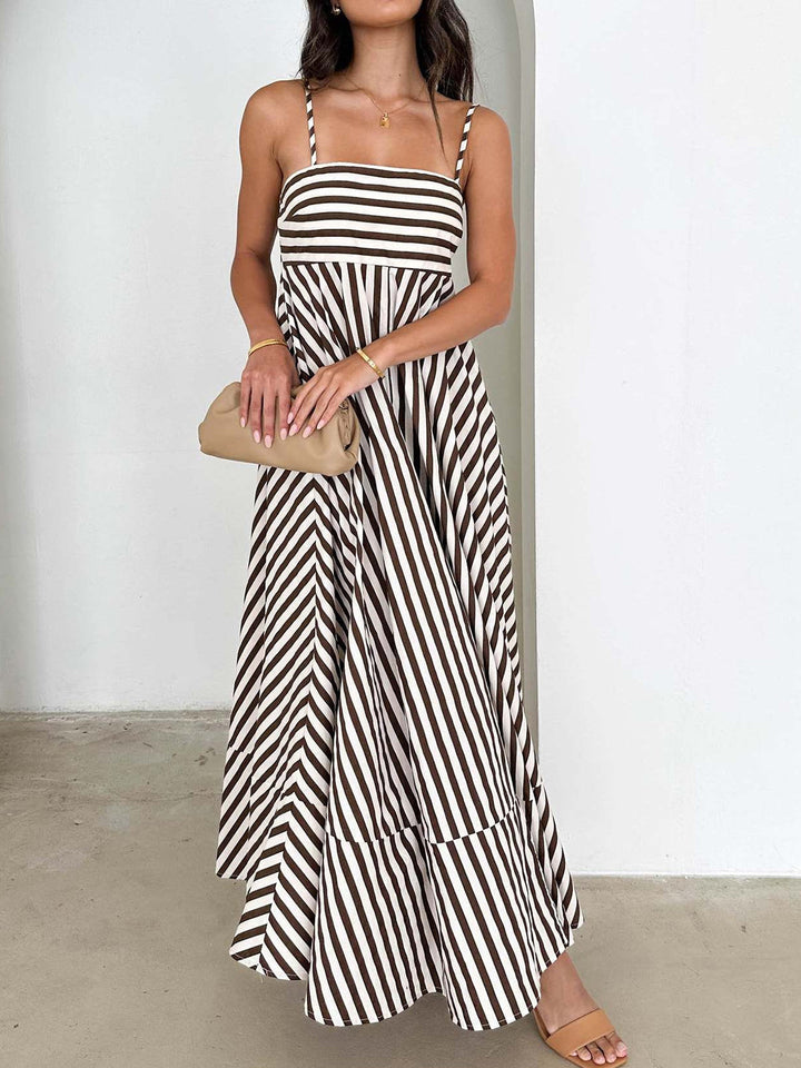 Valantomode | Chic Vertical Striped Maxi Dress for Effortless Style