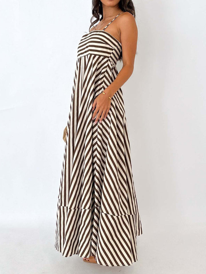 Valantomode | Chic Vertical Striped Maxi Dress for Effortless Style