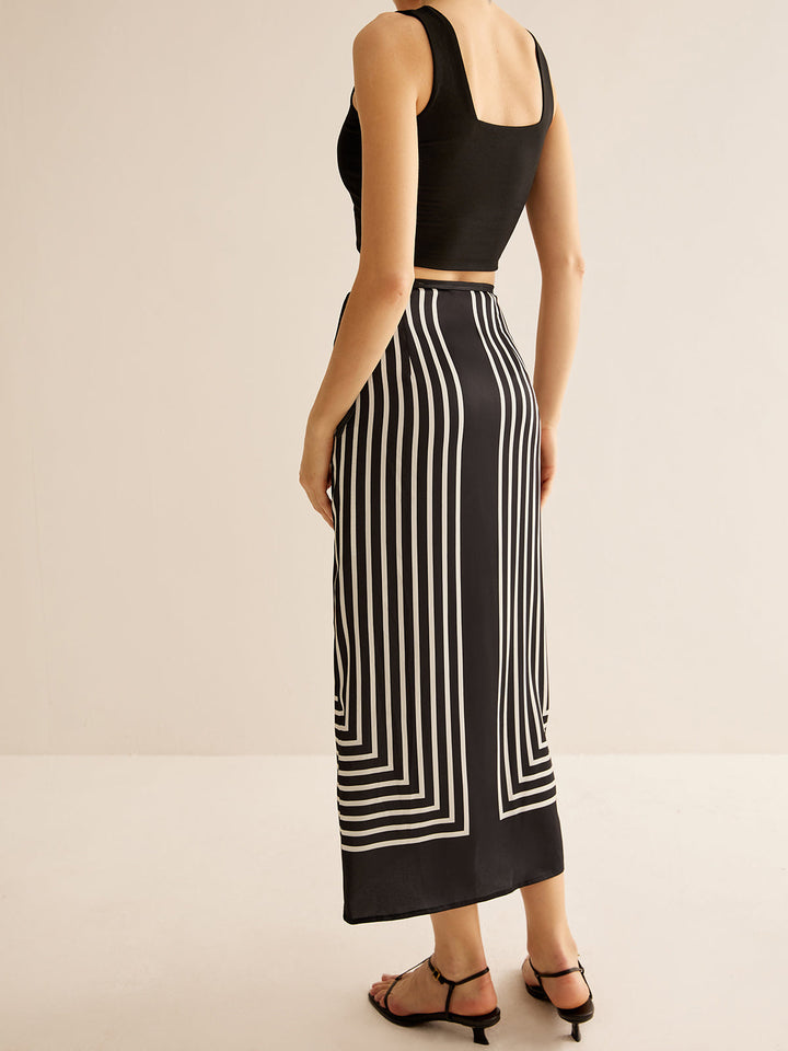 Valantomode | Striped Maxi Skirt for Effortless Style and Comfort