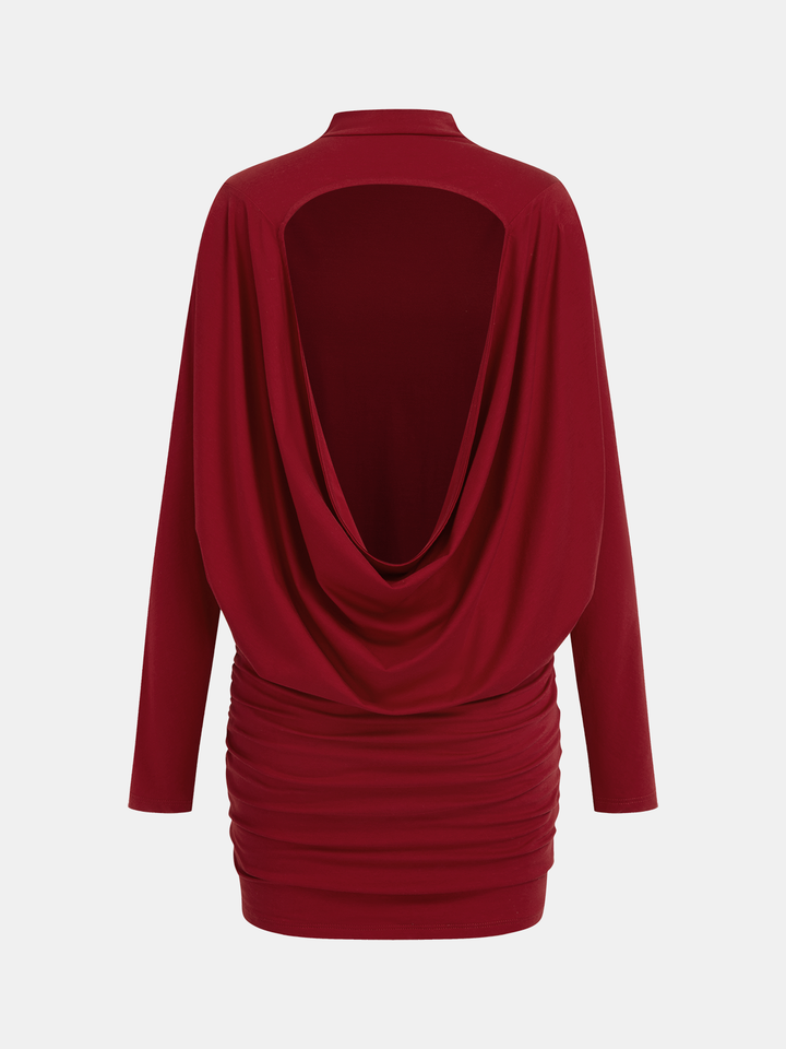Valantomode | Chic Backless Ruched Mini Dress for Effortless Style