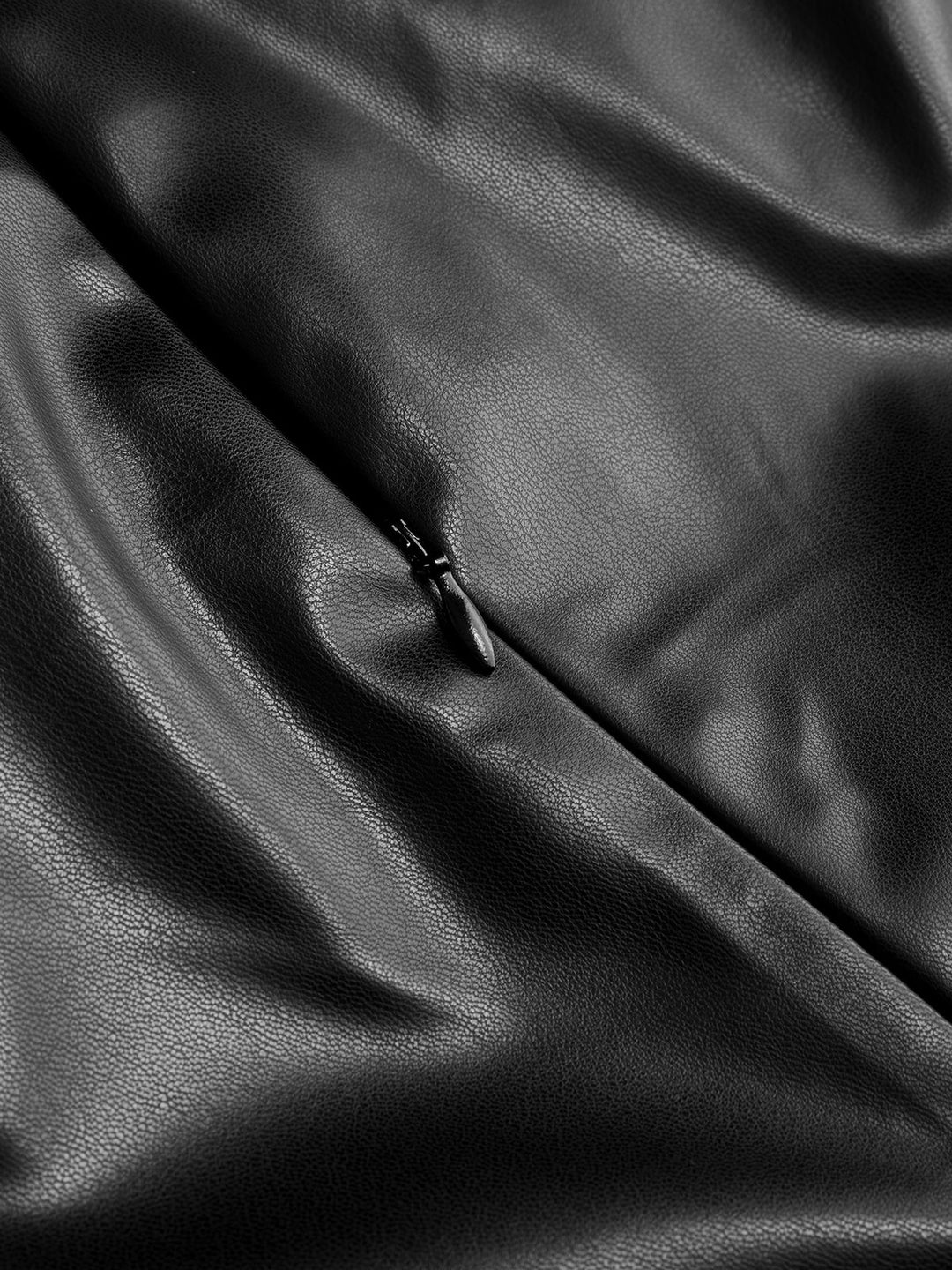 Valantomode | Chic Faux Leather Midi Dress with Side Slit Detail