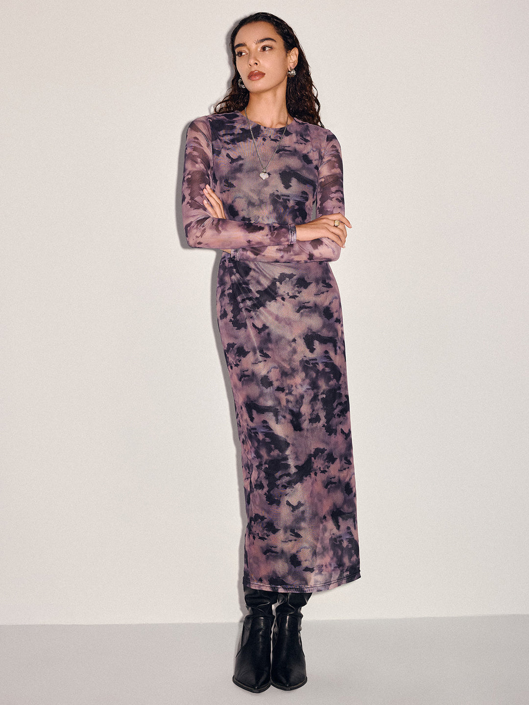 Valantomode | Boho Tie-Dye Sheer Maxi Dress for Effortless Style