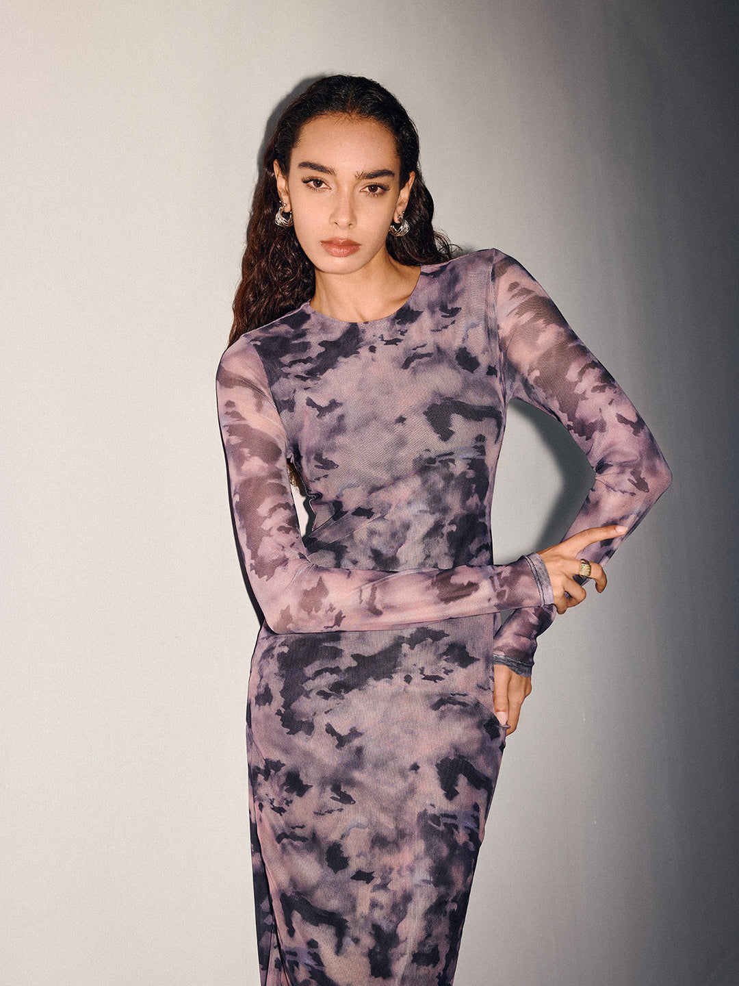 Valantomode | Boho Tie-Dye Sheer Maxi Dress for Effortless Style