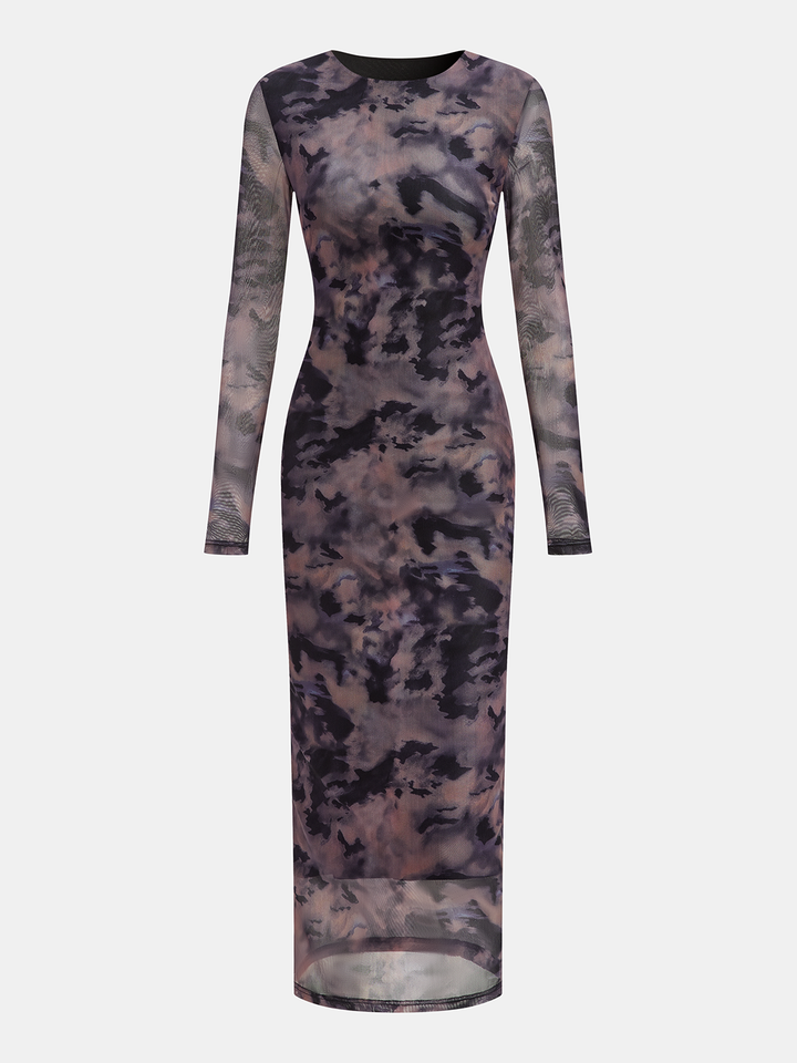 Valantomode | Boho Tie-Dye Sheer Maxi Dress for Effortless Style