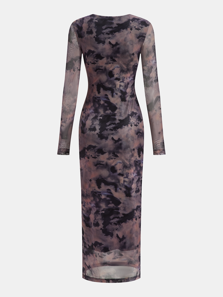 Valantomode | Boho Tie-Dye Sheer Maxi Dress for Effortless Style