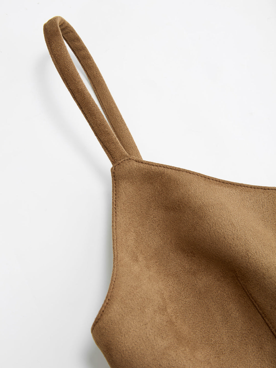 Valantomode | Chic Suede Sweetheart Neck Cami Mini Dress