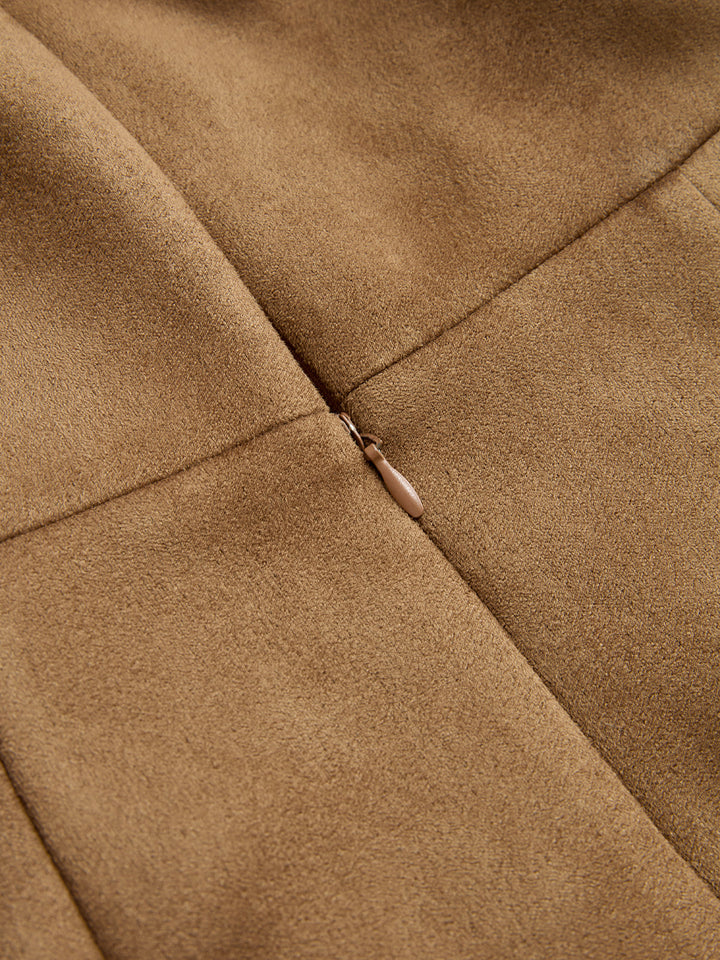 Valantomode | Chic Suede Sweetheart Neck Cami Mini Dress