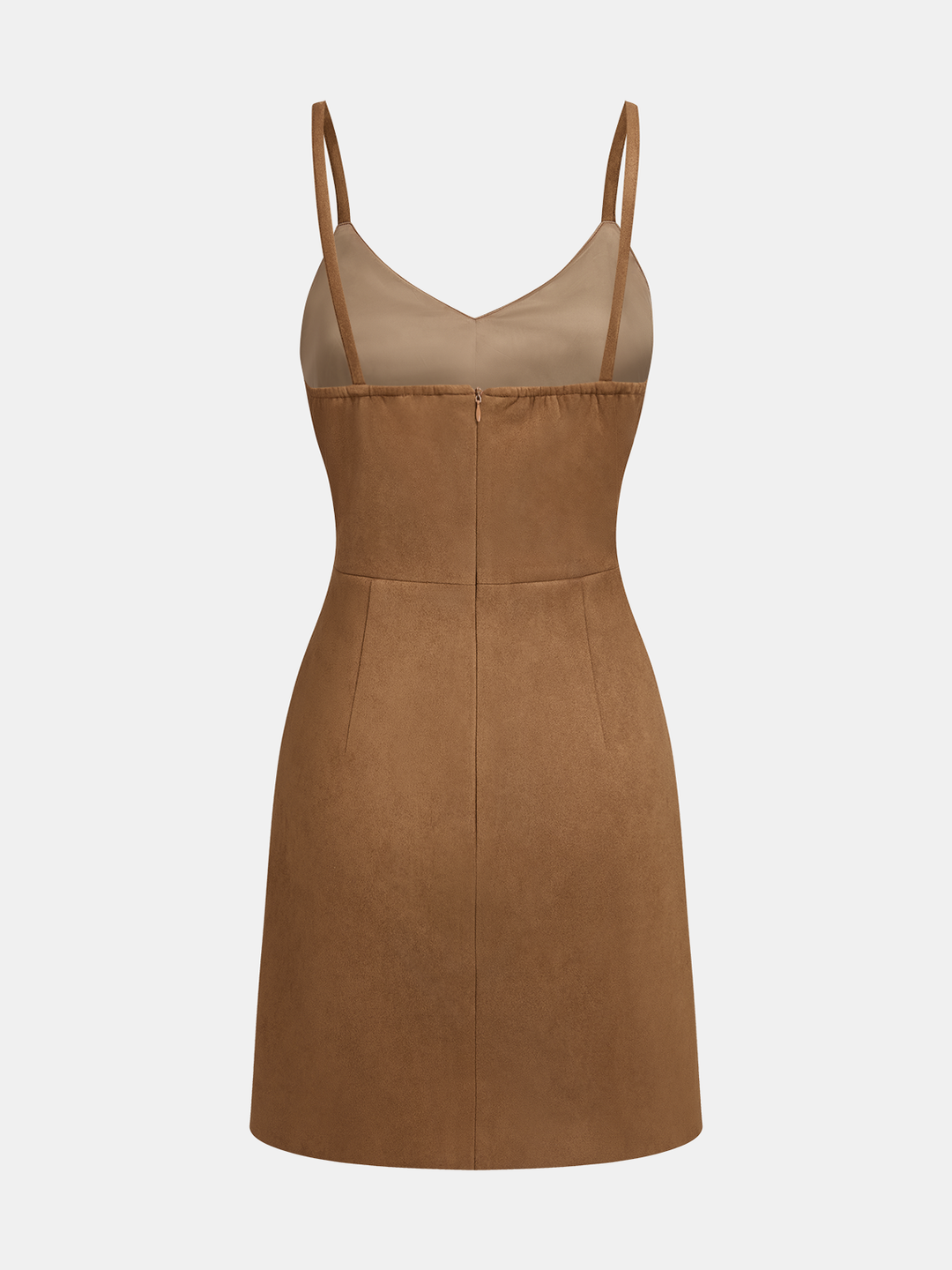 Valantomode | Chic Suede Sweetheart Neck Cami Mini Dress