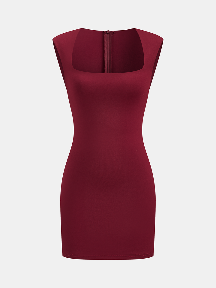 Valantomode | Chic Square-Neck Sleeveless Dress for Effortless Style