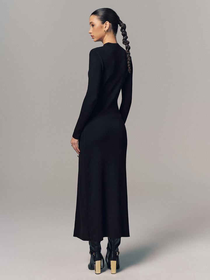 Valantomode | Chic Side-Slit Ribbed Maxi Dress for Effortless Style
