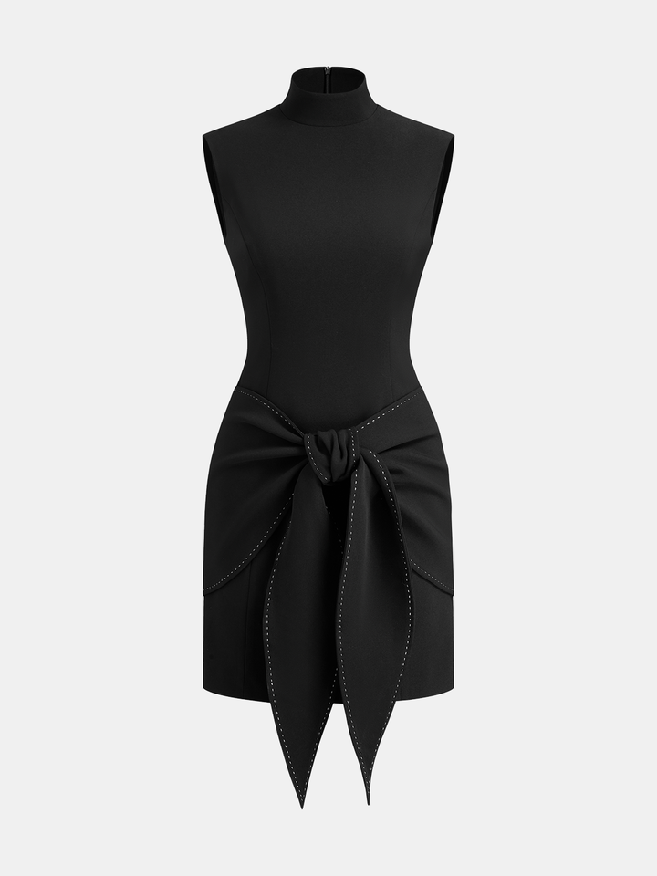 Valantomode | Chic Sleeveless Knot-Waist Mini Dress for Effortless Style