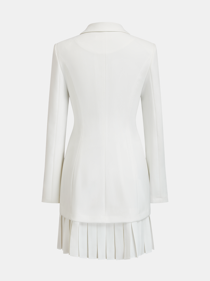 Valantomode | Chic Pleated Hem Blazer Mini Dress for Stylish Elegance