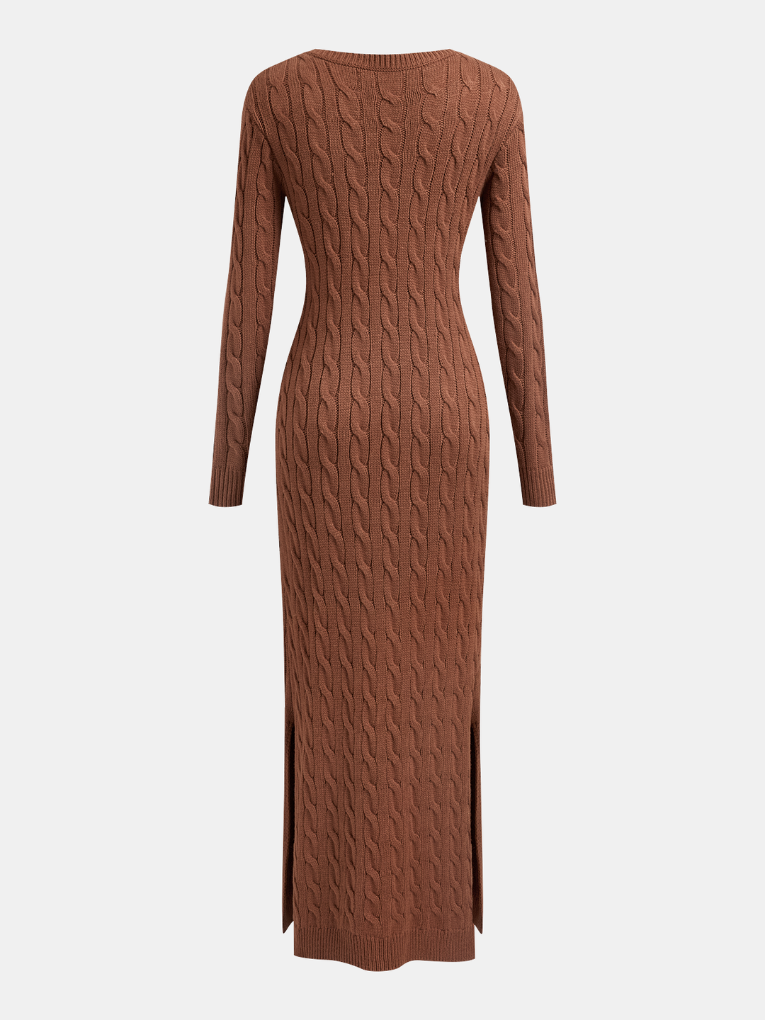 Valantomode | Cozy Cable-Knit V-Neck Maxi Sweater Dress for Effortless Style