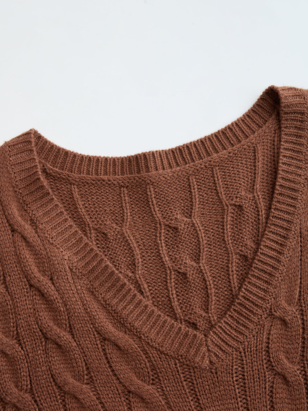 Valantomode | Cozy Cable-Knit V-Neck Maxi Sweater Dress for Effortless Style