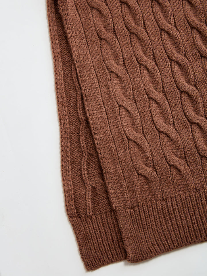 Valantomode | Cozy Cable-Knit V-Neck Maxi Sweater Dress for Effortless Style