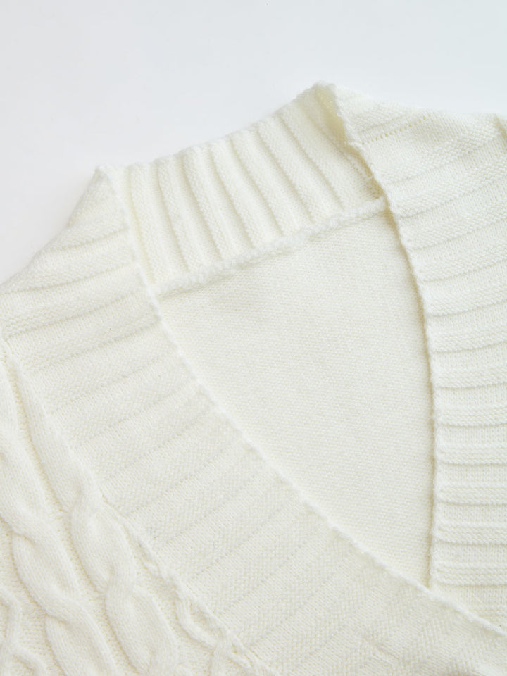 Valantomode | Stylish Belted Cable-Knit Cardigan with Chic Metal Buttons